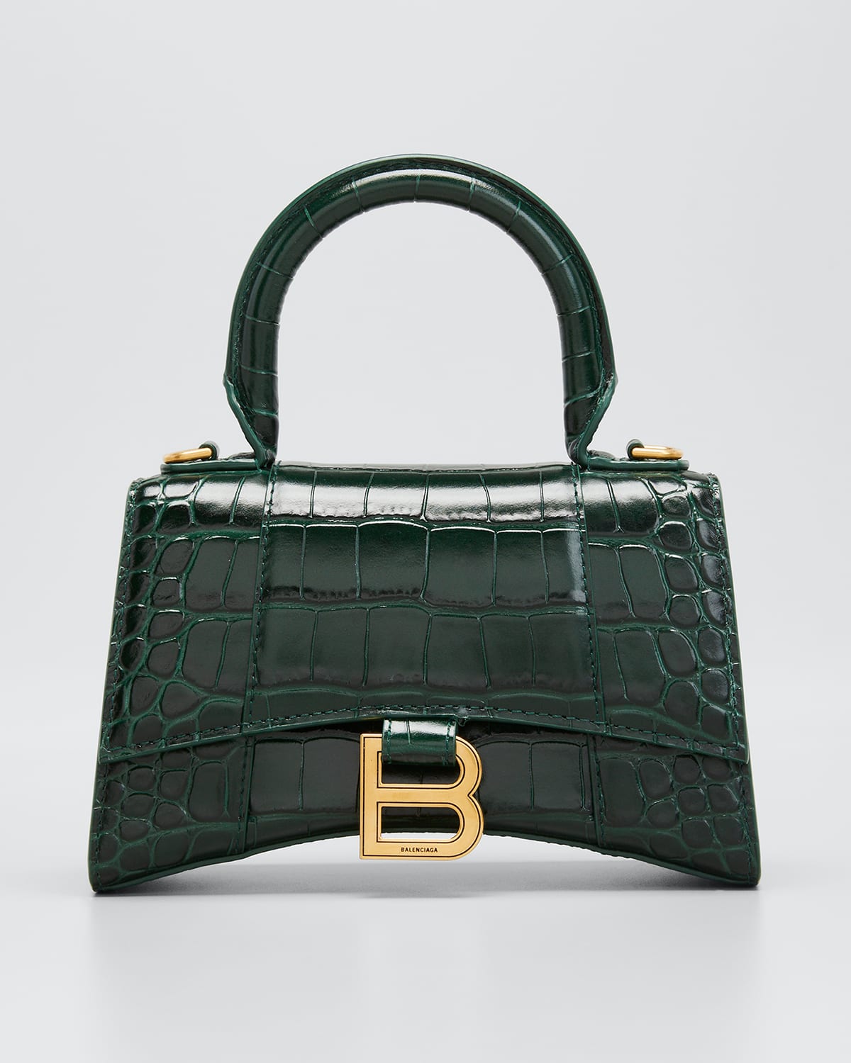 Balenciaga Borsetta Hourglass Xs Con Lavorazione Coccodrillo Da Donna In Verde In 3011 Forest Green