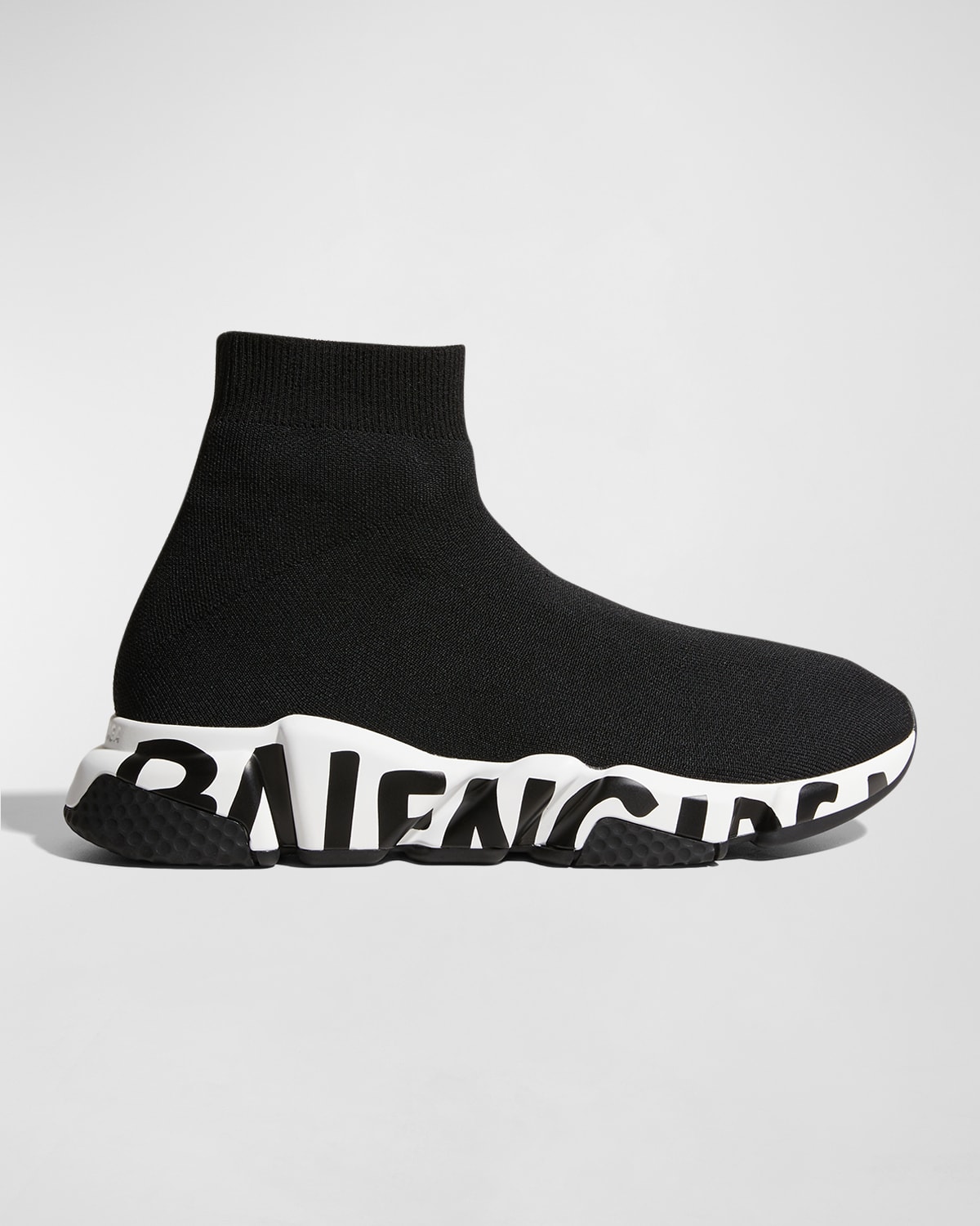 Shop Balenciaga Men's Speed Graffiti Sneakers In 1015 Black/white/