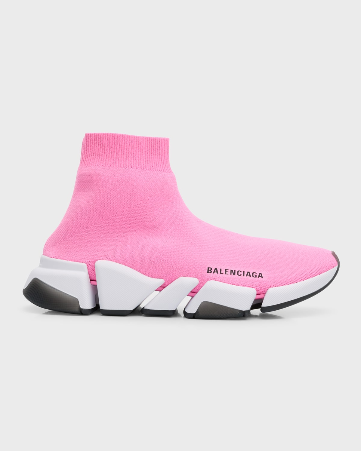 Shop Balenciaga Speed 2.0 Clear Sole Recycled Knit Sneakers In 5901 Light Pink/white/bla