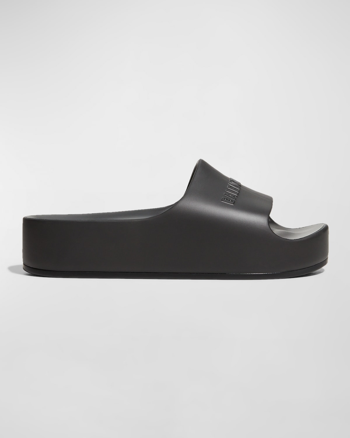 Shop Balenciaga Logo Chunky Slide Pool Sandals In 1000 Black