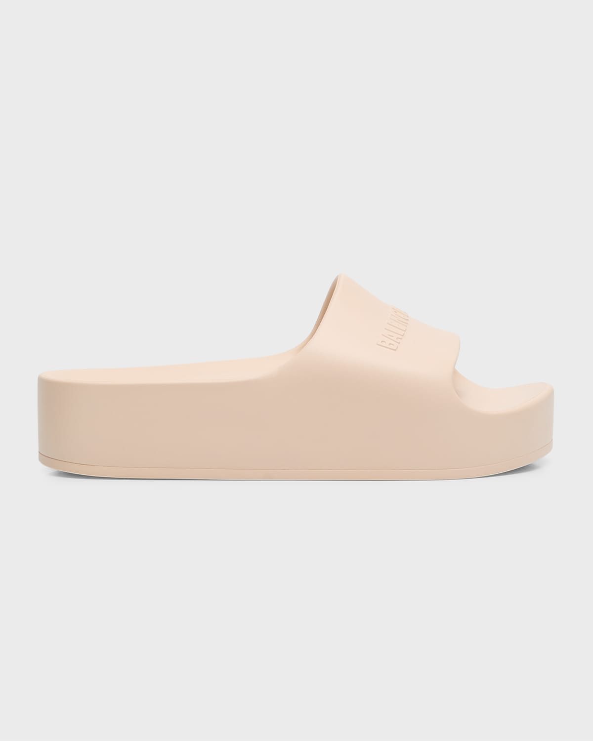 Balenciaga 40mm Rubber Slide Sandals In Sand Beige