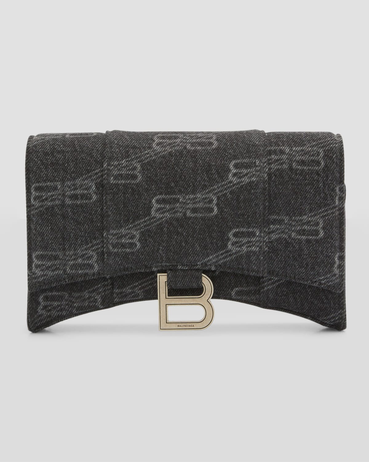 Balenciaga 아워글래스 BB 모노그램 체인 데님 지갑