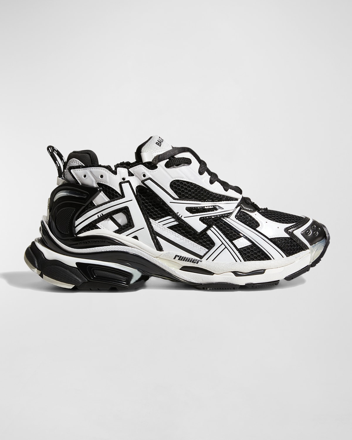 Shop Balenciaga Men's Runner Mesh & Nylon Sneakers In 9010 White/black