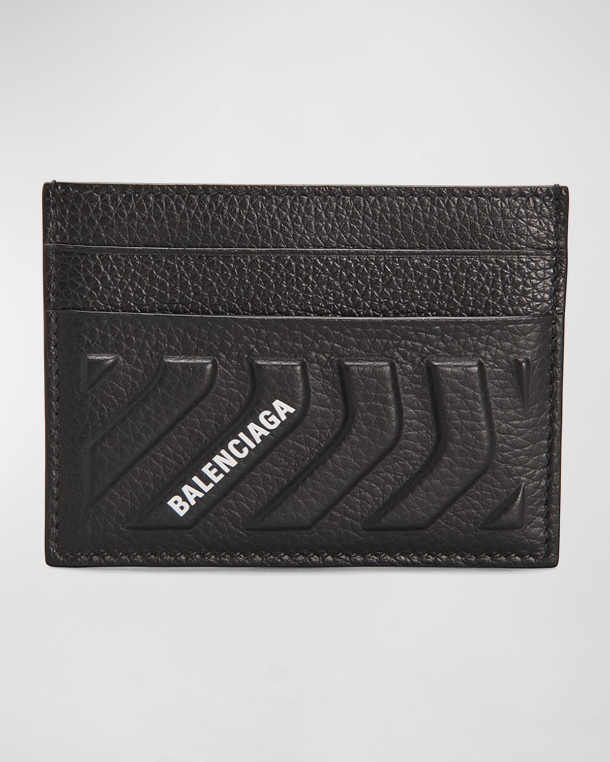 Men's Embossed Leather Logo Card Holder