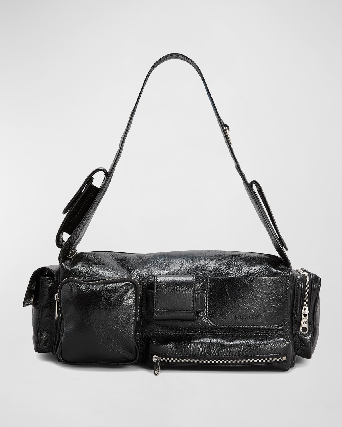 Shop Balenciaga Men's Superbusy Leather Multi-pocket Sling Bag, Small In 1000 Black