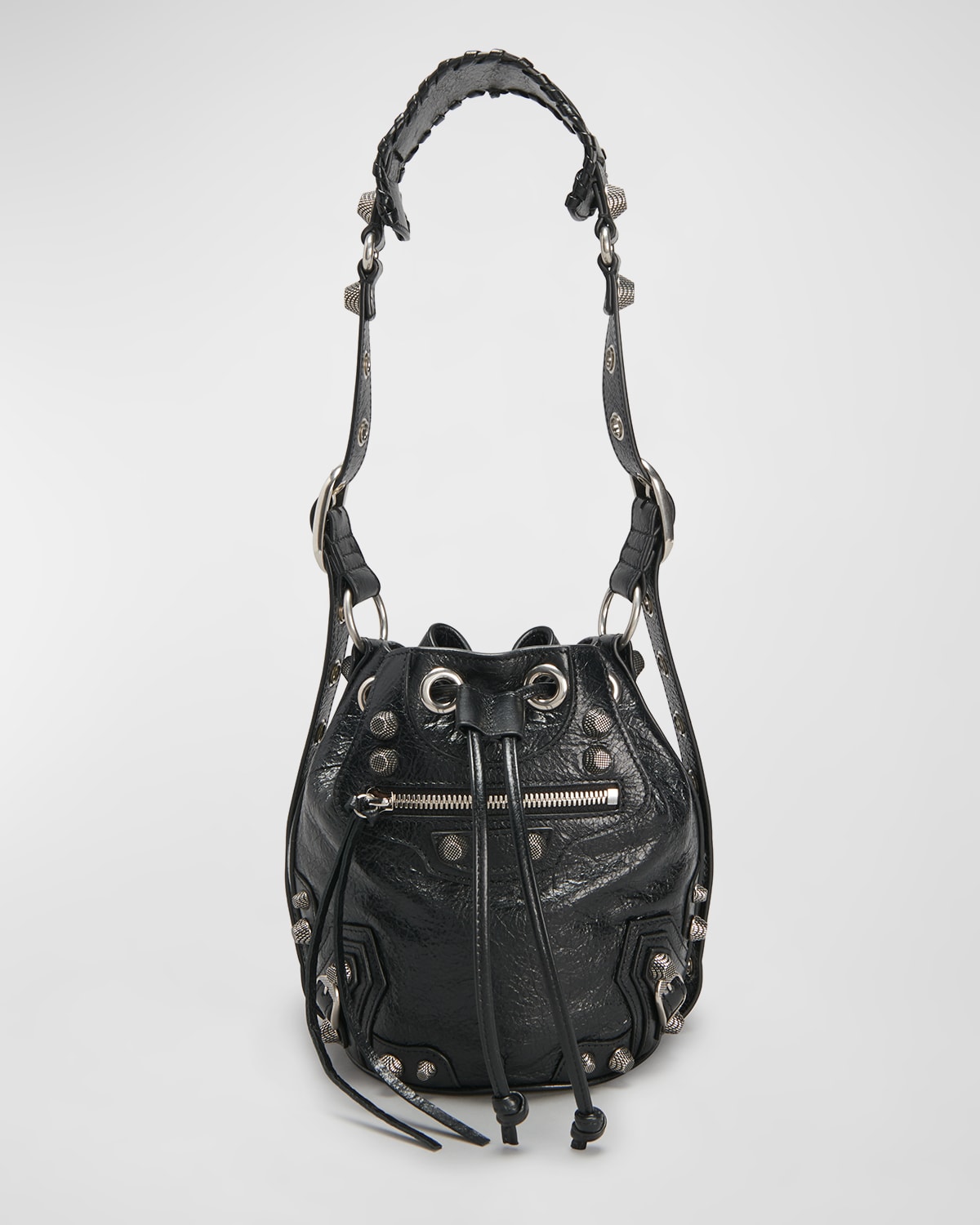 Balenciaga Black Leather Le Cagole Xs Bucket Bag In 1000 Black