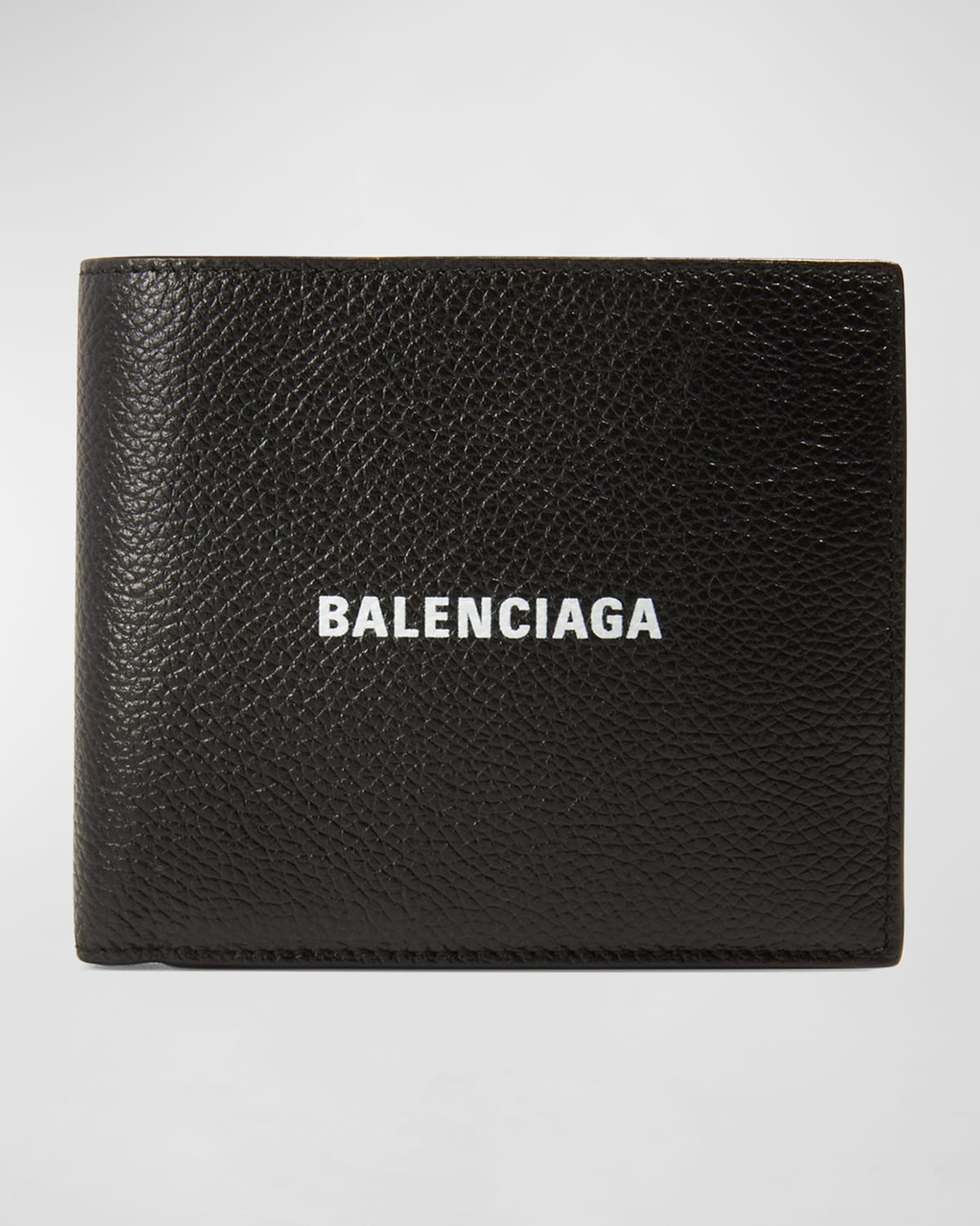 Balenciaga Men's Bifold Leather Wallet In 1090 Black/l Whit