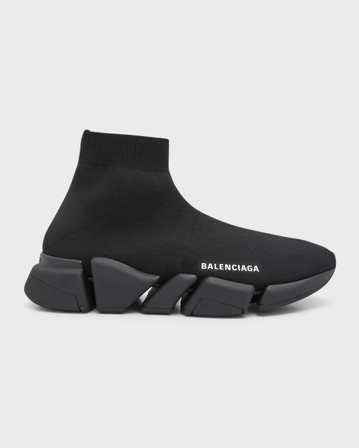 Balenciaga Speed 2.0 Recycled Knit Sneakers With Bicolor Sole In 1013 Black