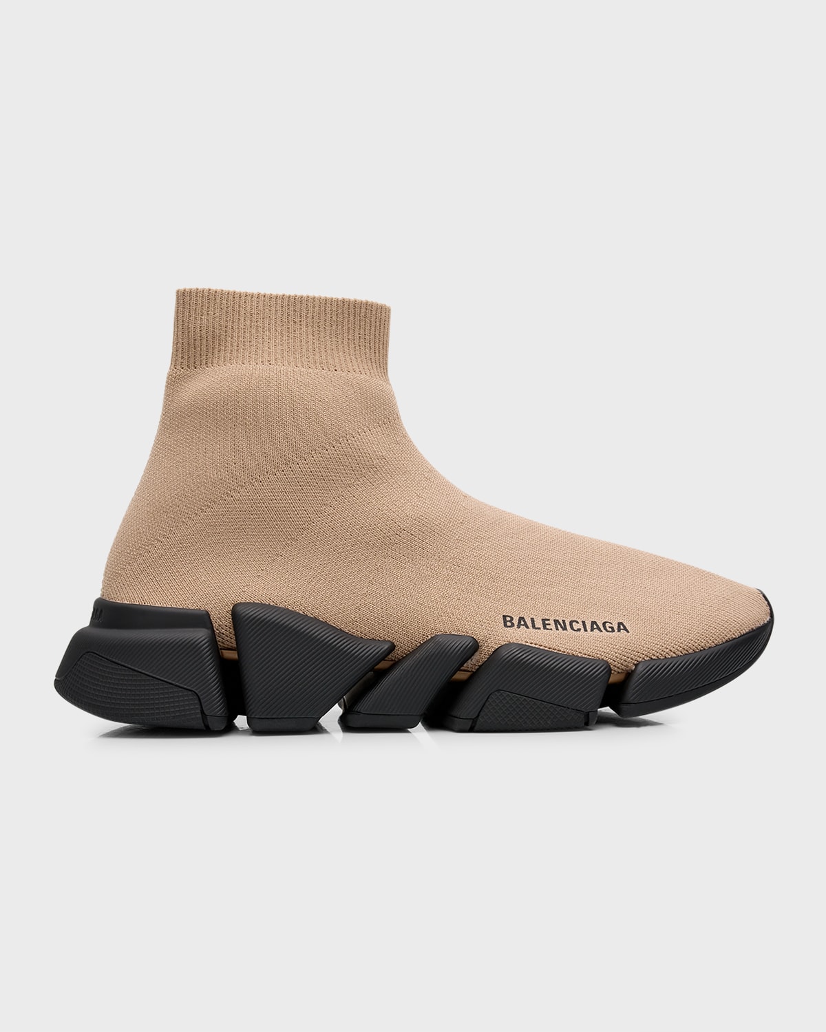 Shop Balenciaga Speed 2.0 Recycled Knit Sneakers With Bicolor Sole In 2010 Beige/black