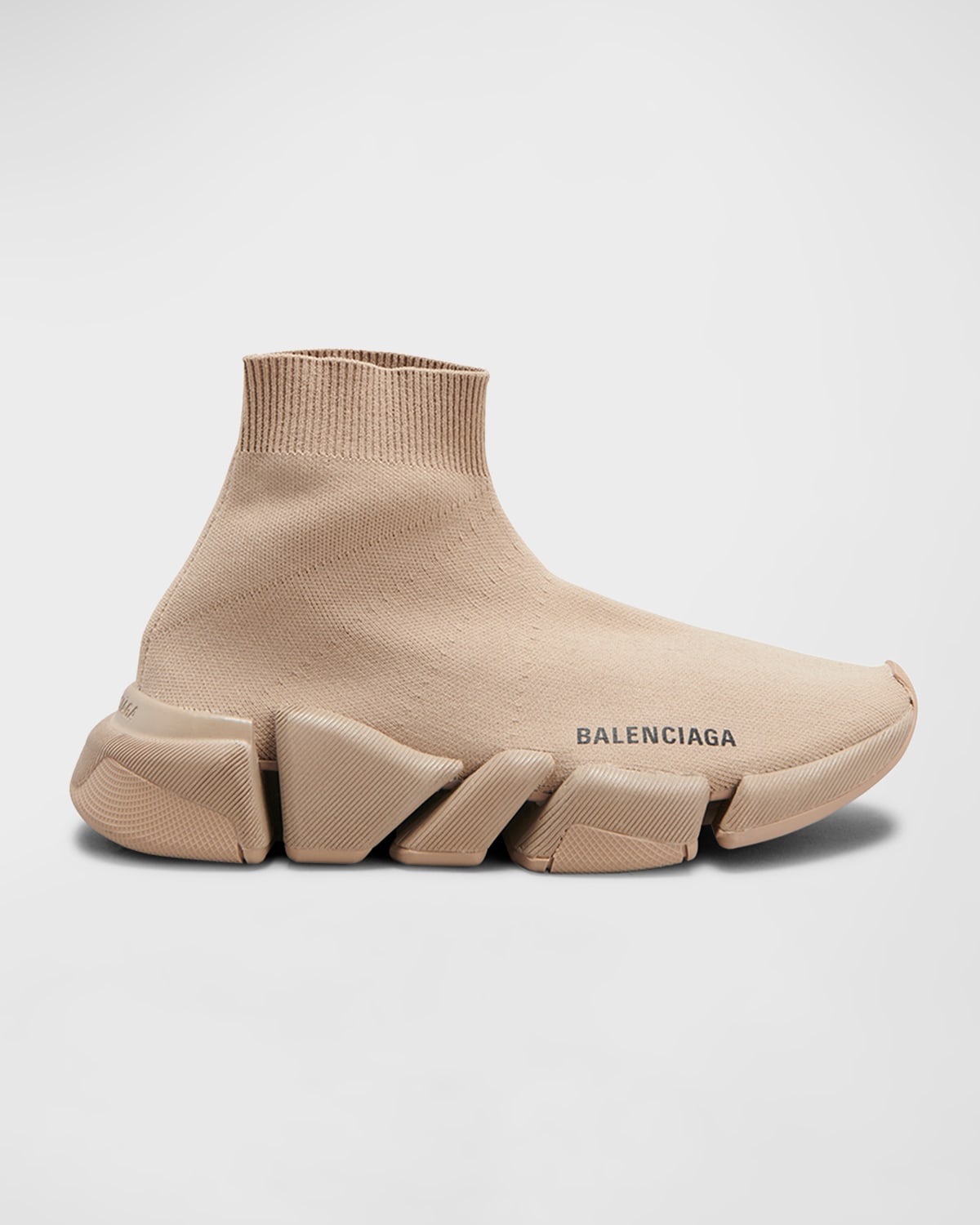 Shop Balenciaga Speed 2.0 Recycled Knit Sneakers With Bicolor Sole In 9710 Beige