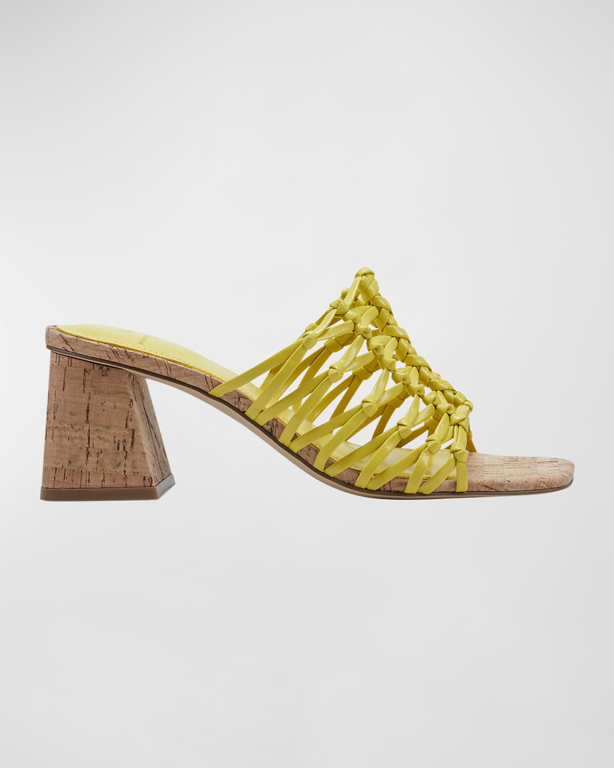 MARC FISHER LTD COLICA BRAIDED BLOCK-HEEL MULE SANDALS