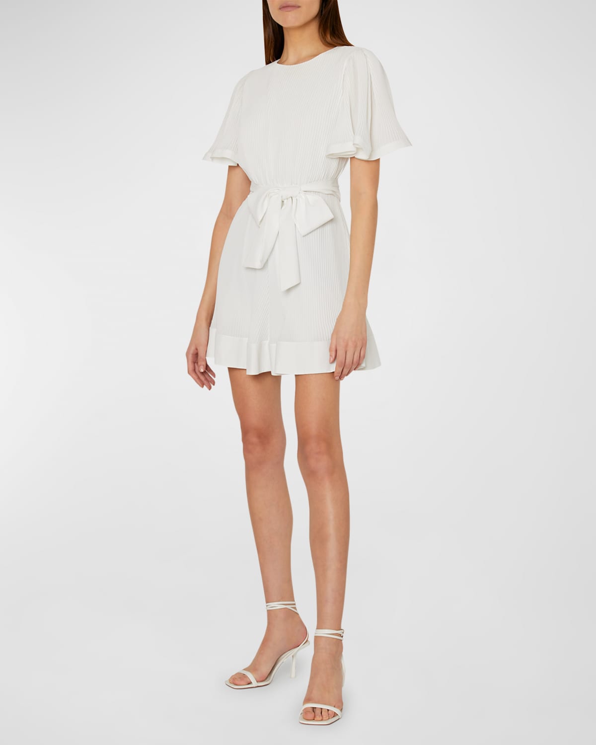 Shop Milly Lumi Pleated Mini Dress In White