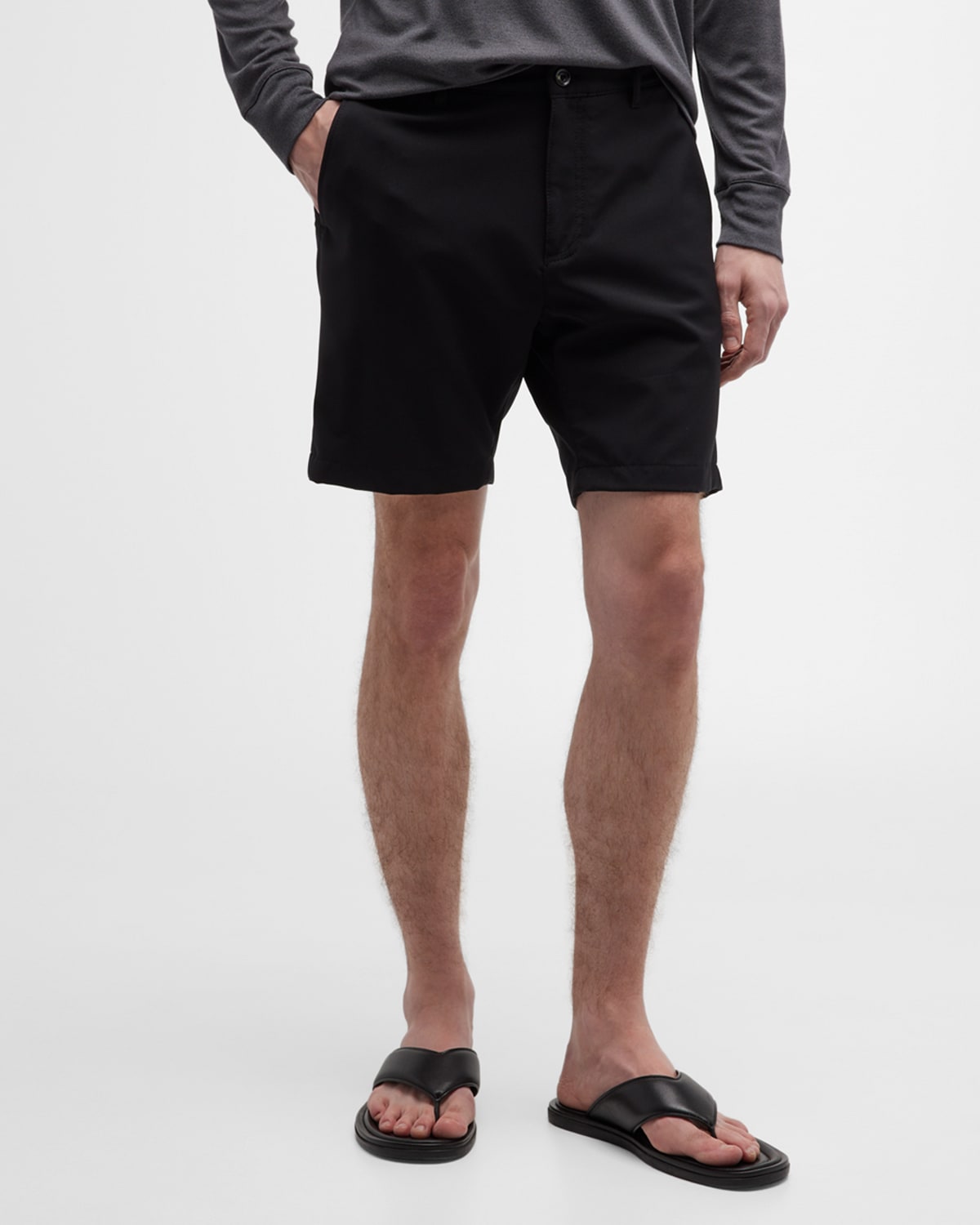 7 For All Mankind Flat Front Tech Shorts In Black
