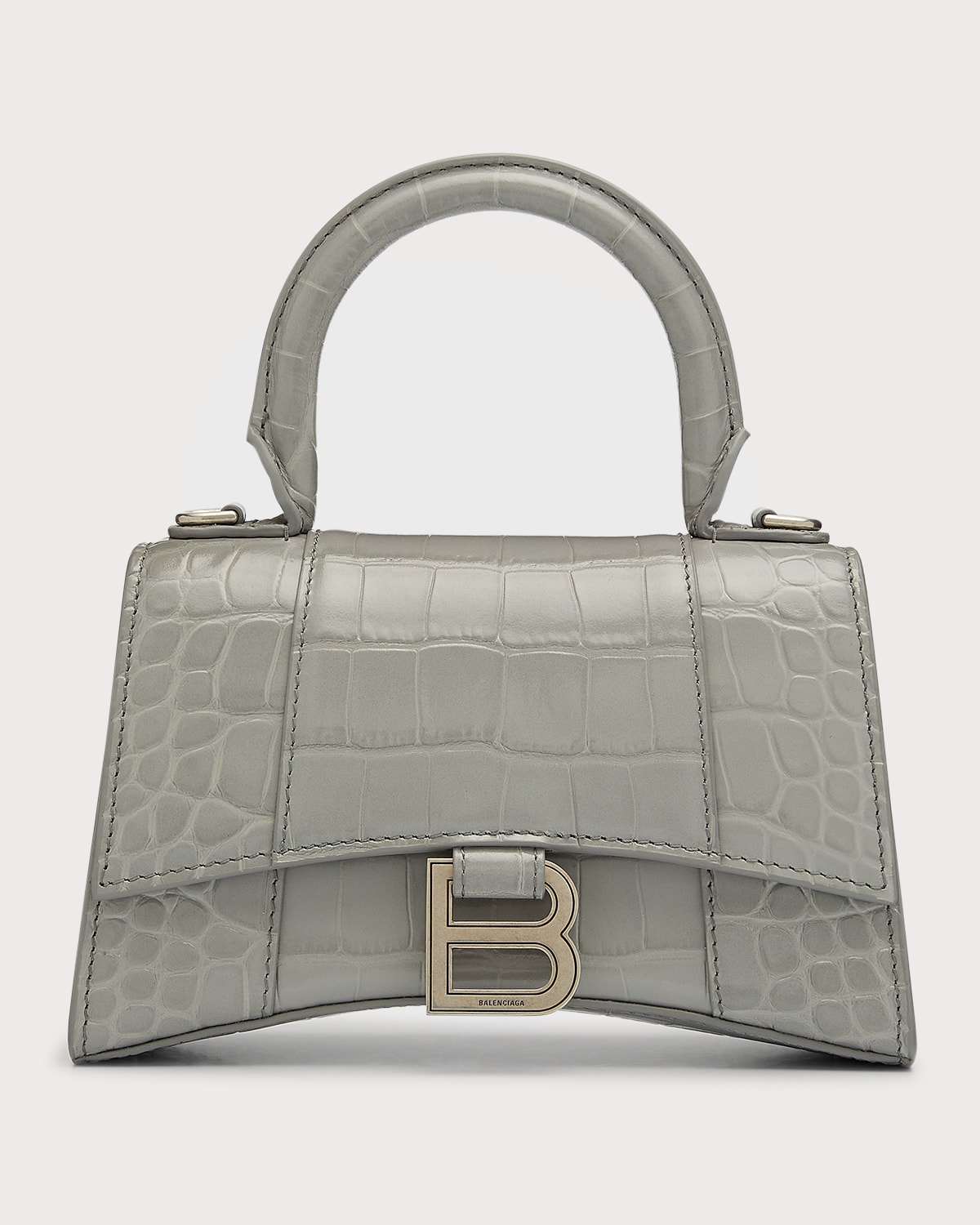 Hourglass XS Croc-Embossed Bag