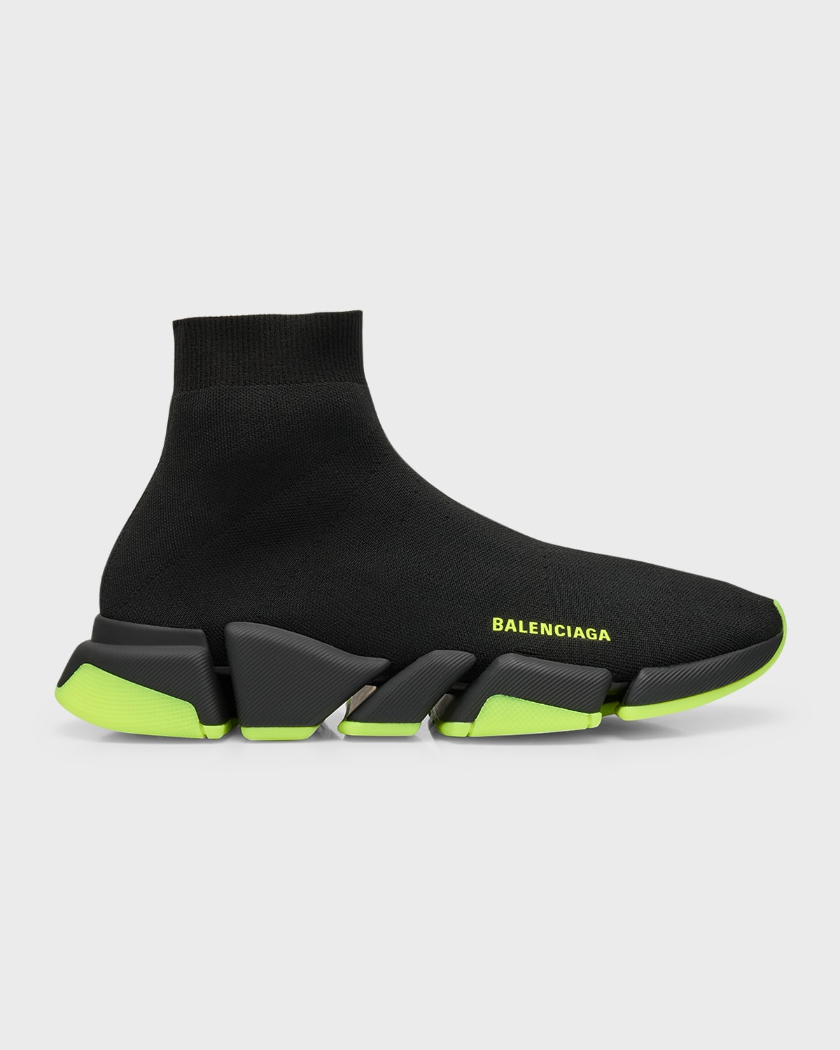 Balenciaga Men's Speed Lt. 20 Knit Sock Trainer Sneakers In 1017 Blk/blk/ Flu