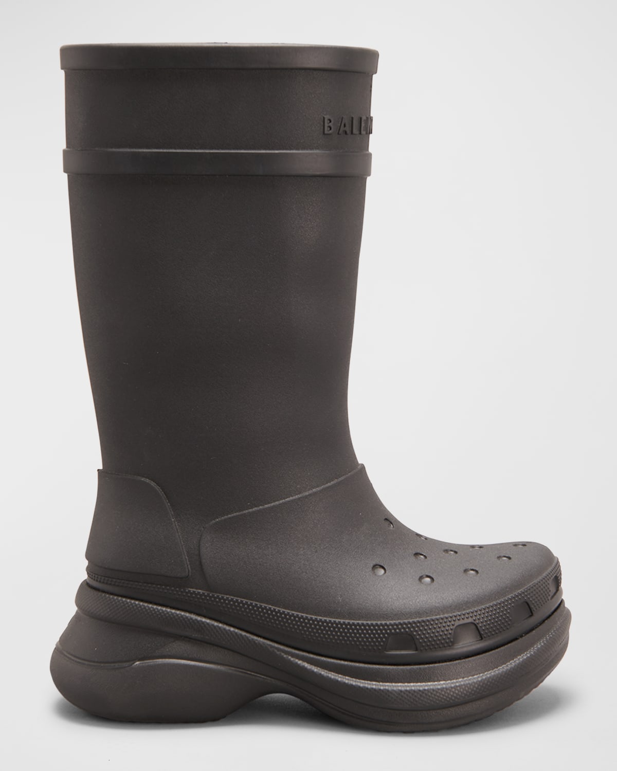 Balenciaga X Crocs Logo-embossed Rubber Knee-high Boots In Black | ModeSens