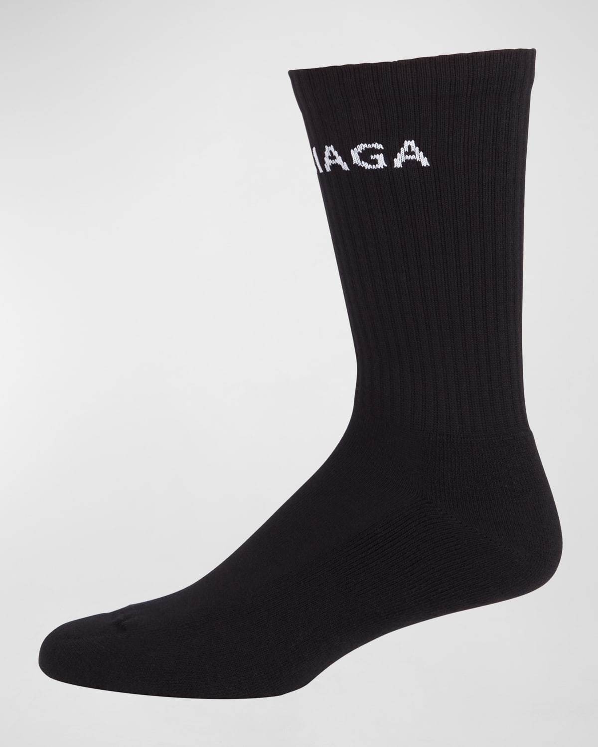 Balenciaga Men's Logo-knit Tennis Socks In Black/white