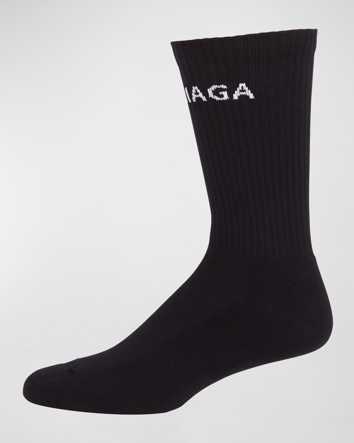 Balenciaga Men's Logo-knit Tennis Socks In 1077 Black/white