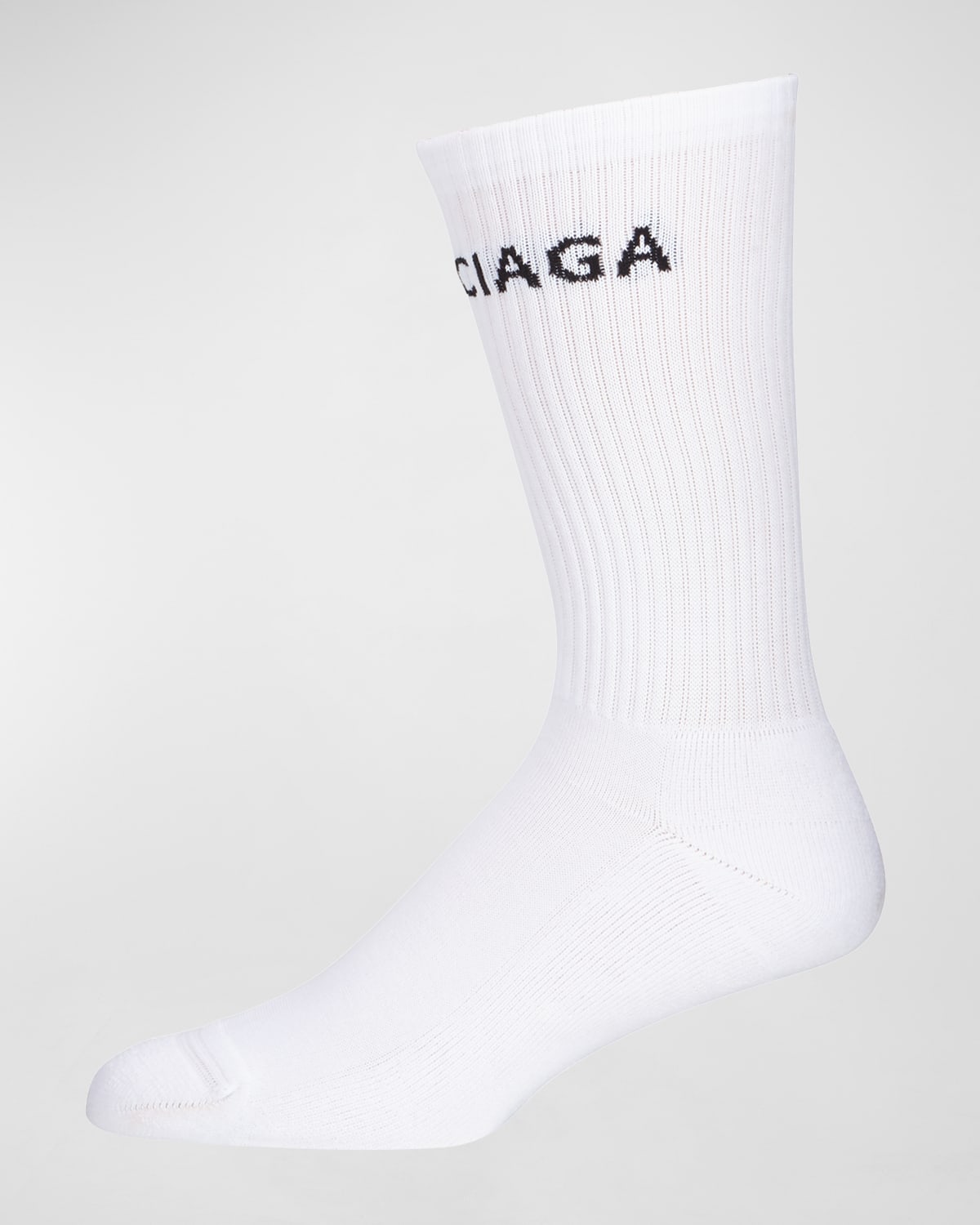 Shop Balenciaga Men's Logo-knit Tennis Socks In 9060 White/black