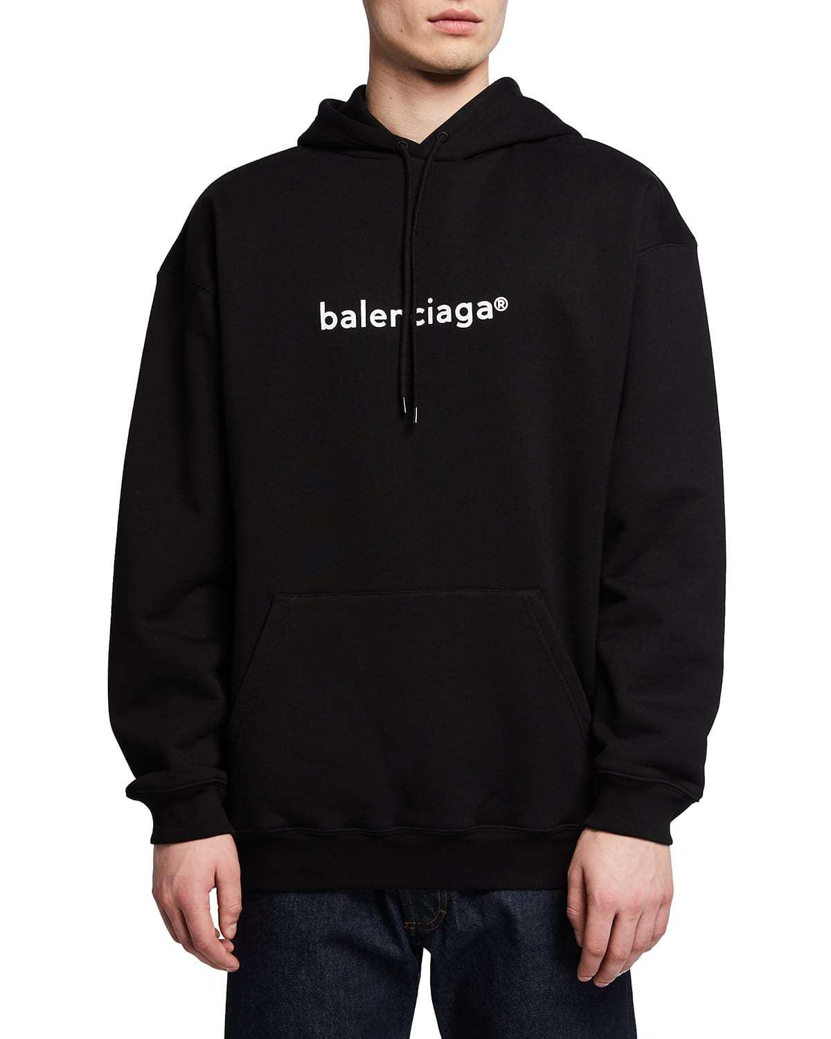 Balenciaga Copyright Logo-print Cotton Hooded Sweatshirt In Black