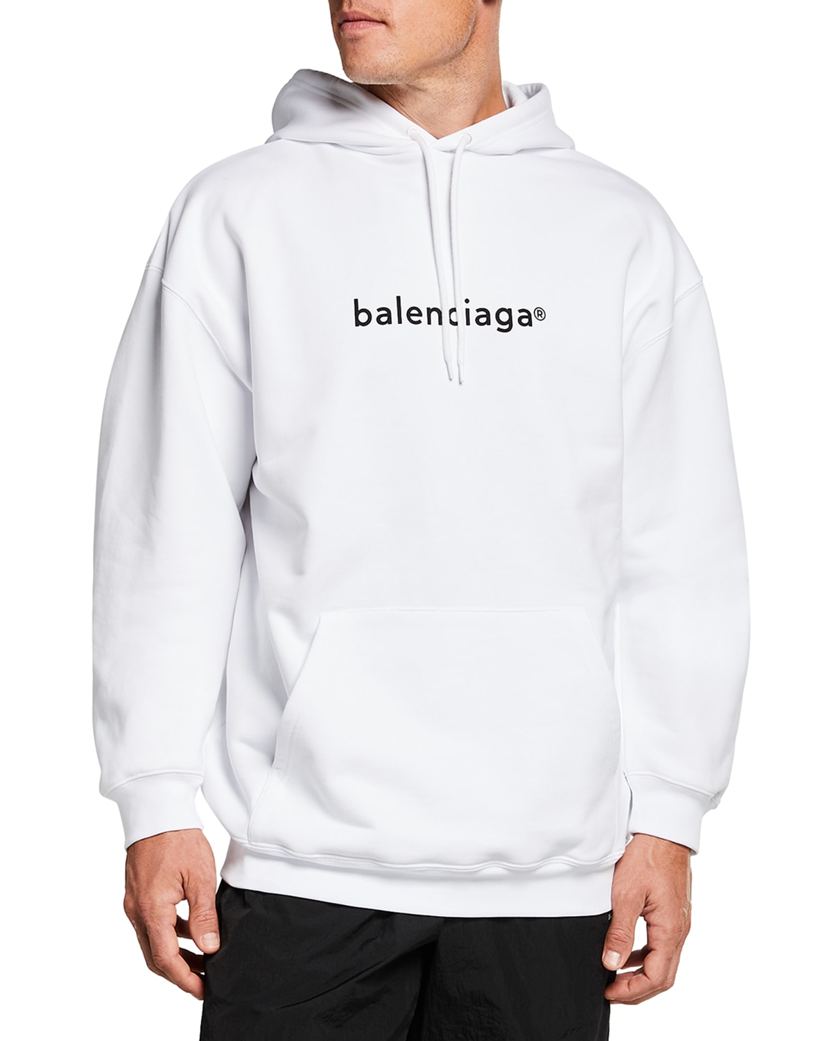 Balenciaga Men's Copyright Logo Hoodie In 9040 White/black
