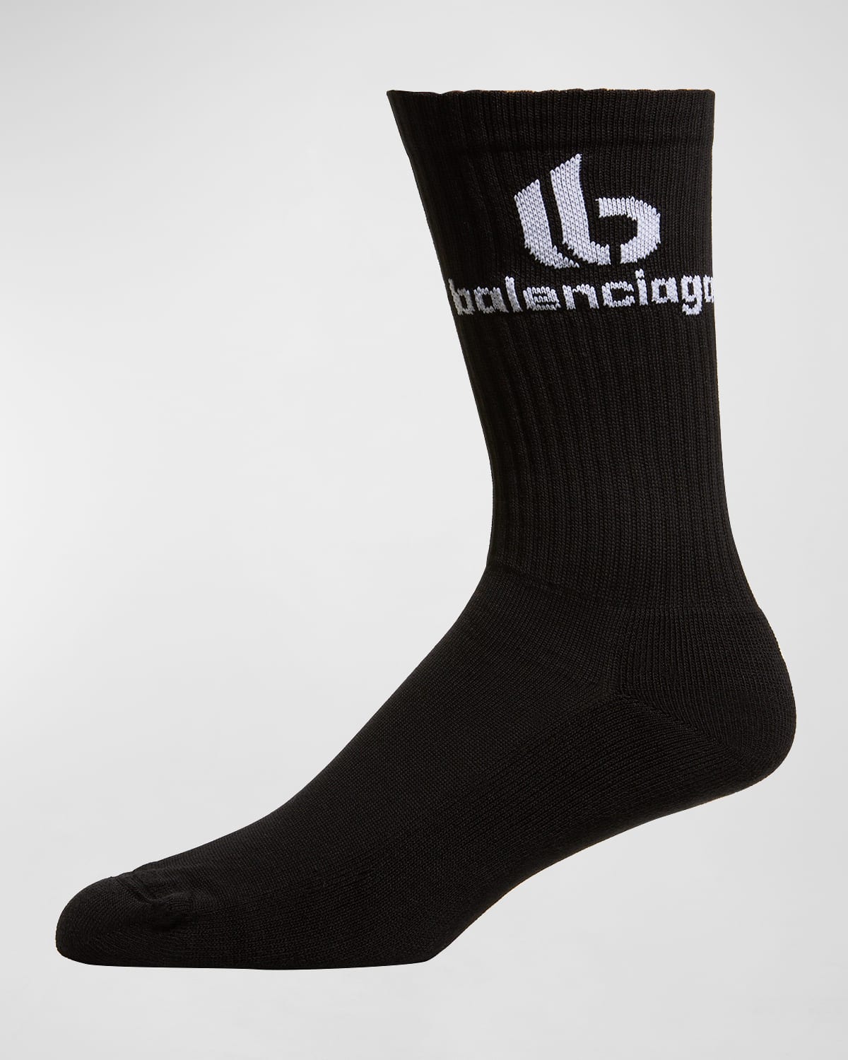 Balenciaga Men's Double B Logo Socks In 1077 Black/white