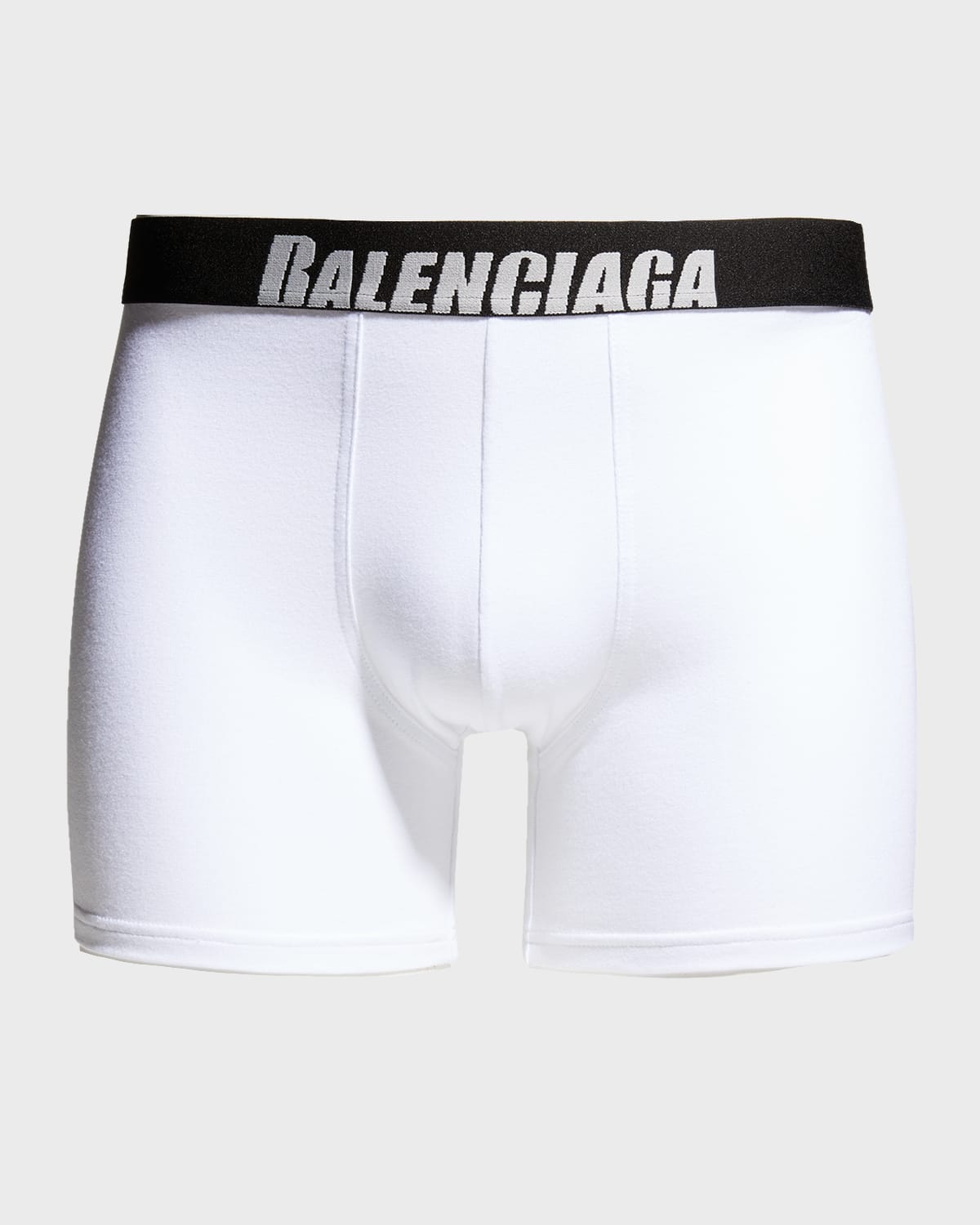 Balenciaga Men's Cotton Jersey Logo Boxer Briefs In 9000 White