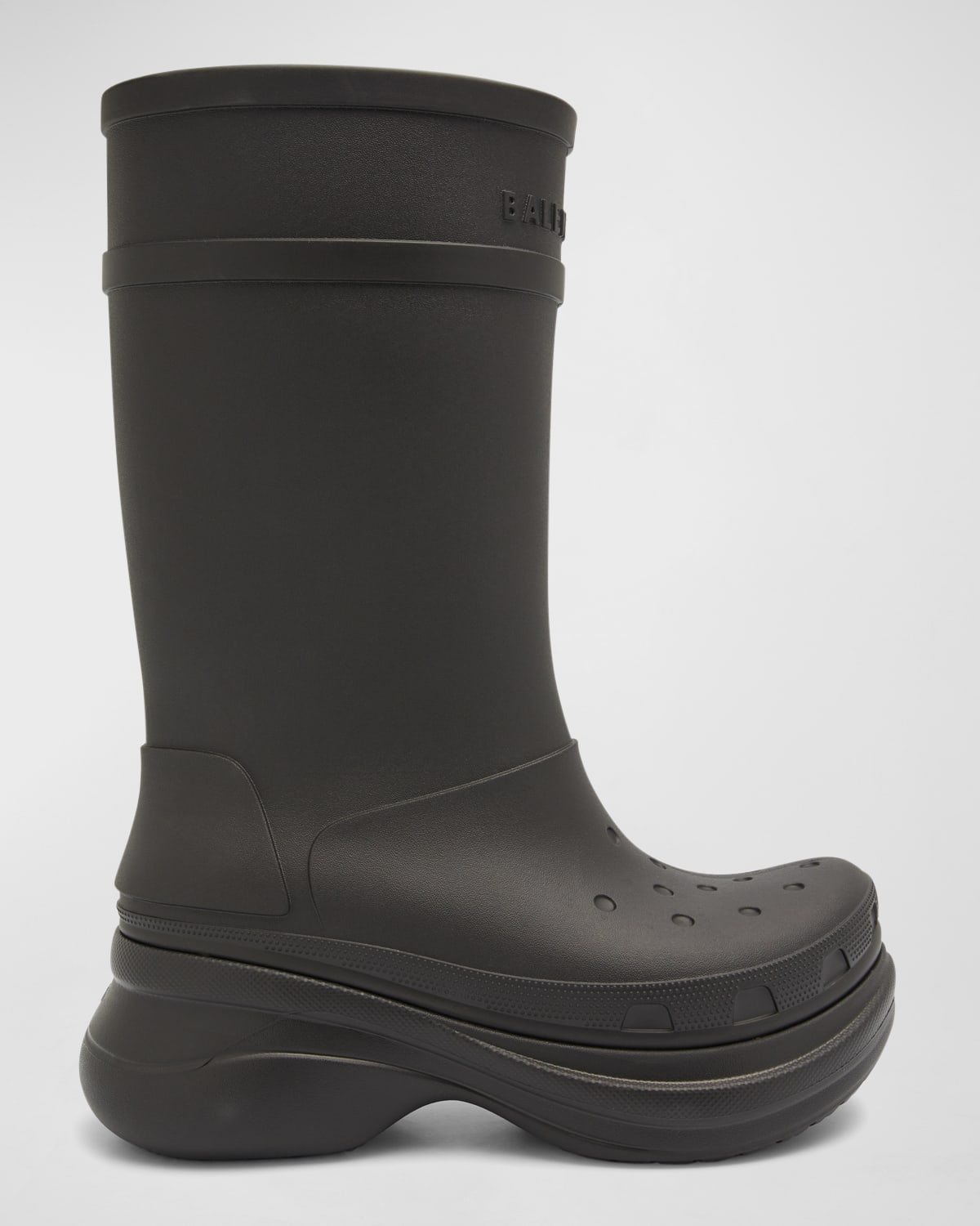 Shop Balenciaga X Crocs Men's Tonal Rubber Rain Boots In 1000 Black
