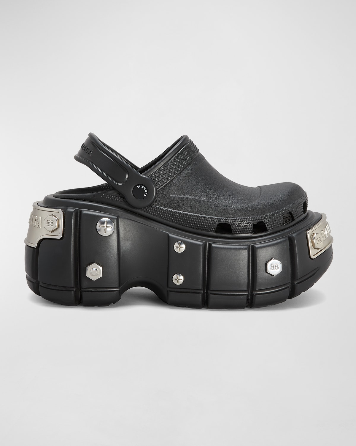 Shop Balenciaga X Crocs Men's Hardcrocs Platform Clogs In 1081 Black/silver
