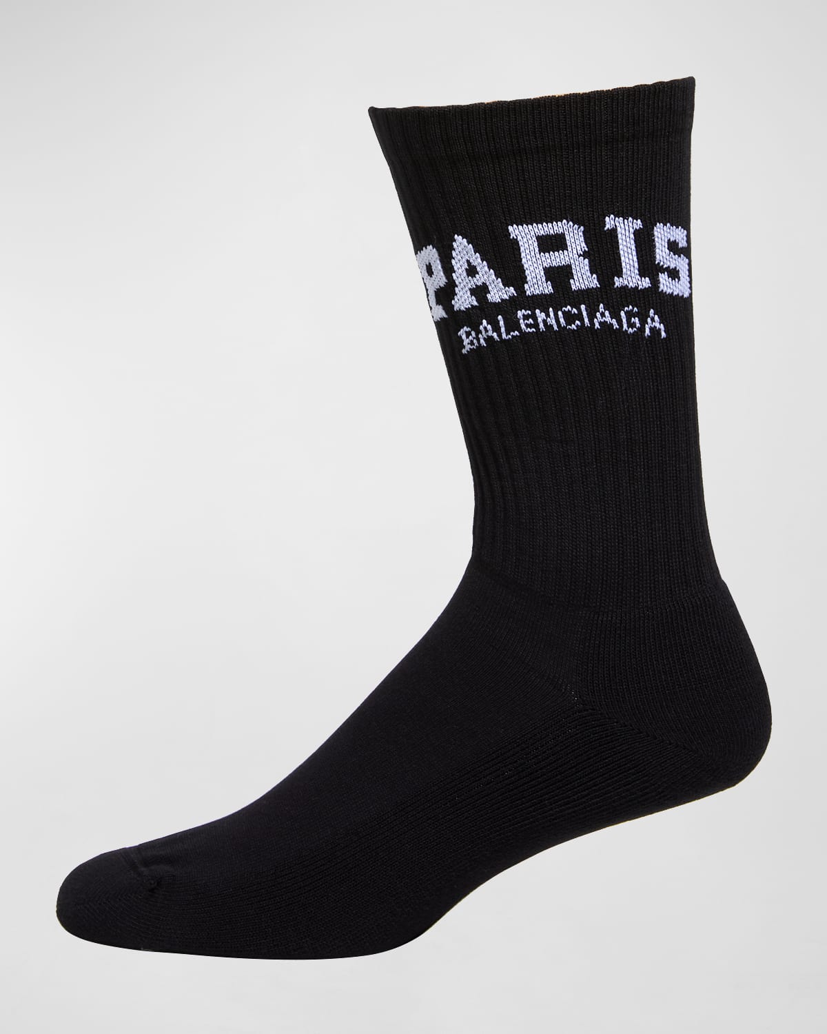 Balenciaga Men's Paris Crew Socks In 1077 Black/white