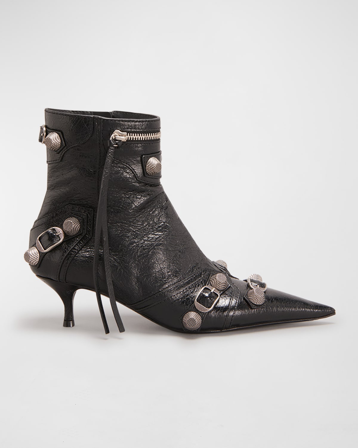 Cagole Lambskin Buckle Zip Ankle Booties