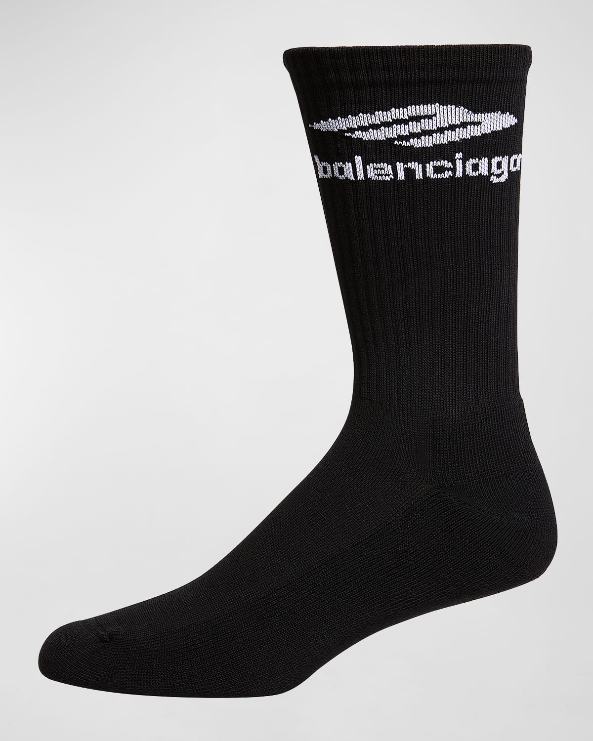 Balenciaga Men's Sport Icon Mid Calf Socks In Noir/ecru