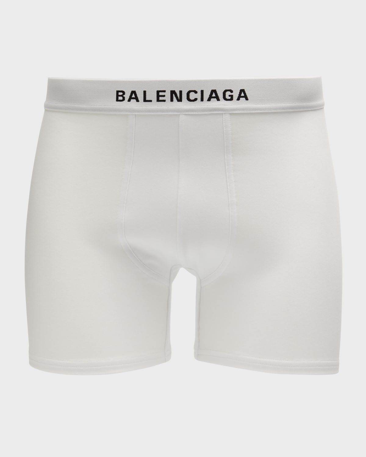 Balenciaga Men's Cotton-stretch Logo Boxer Briefs In Blanc/noir