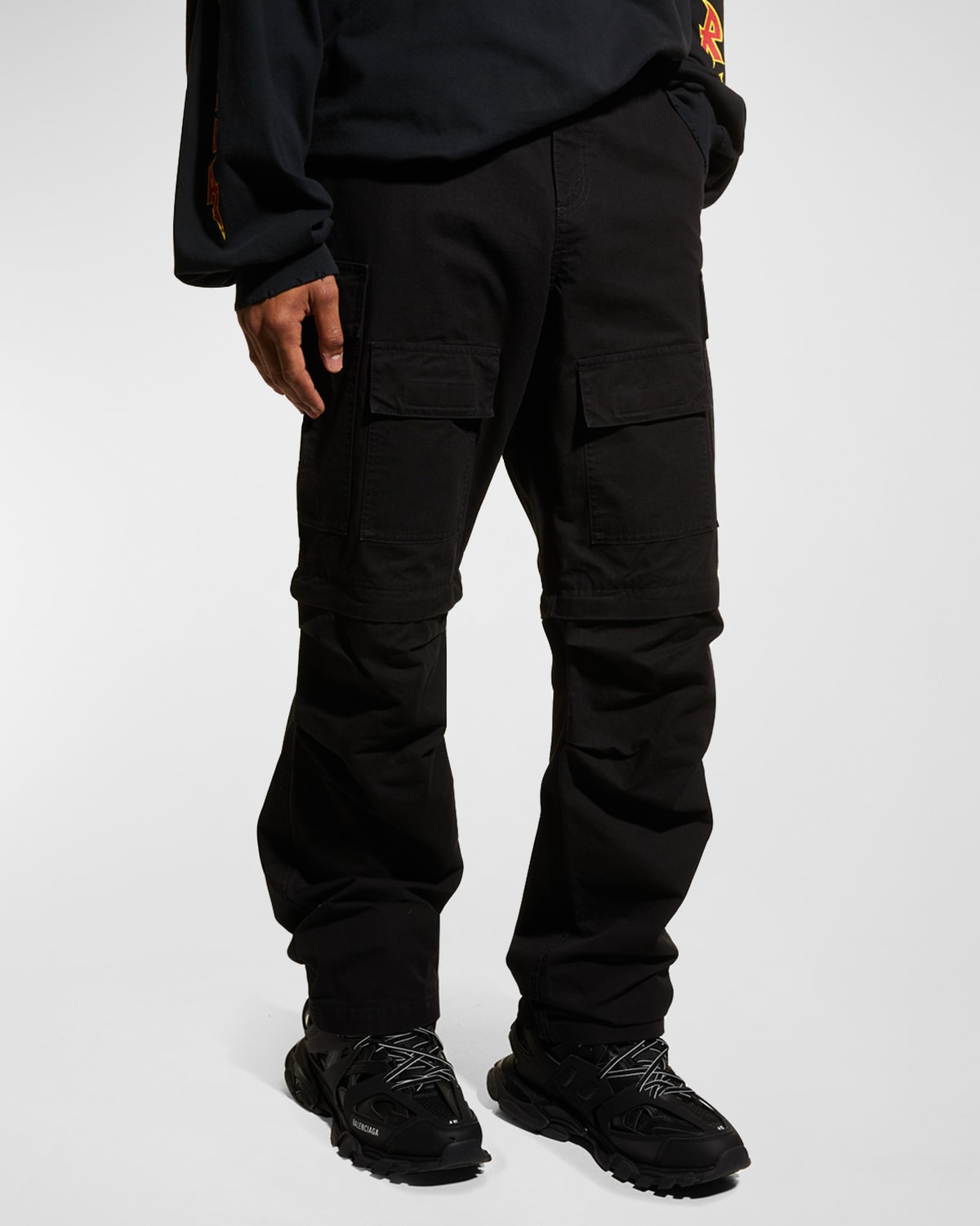 Balenciaga Men's Straight-leg Cargo Pants In 1000 Black