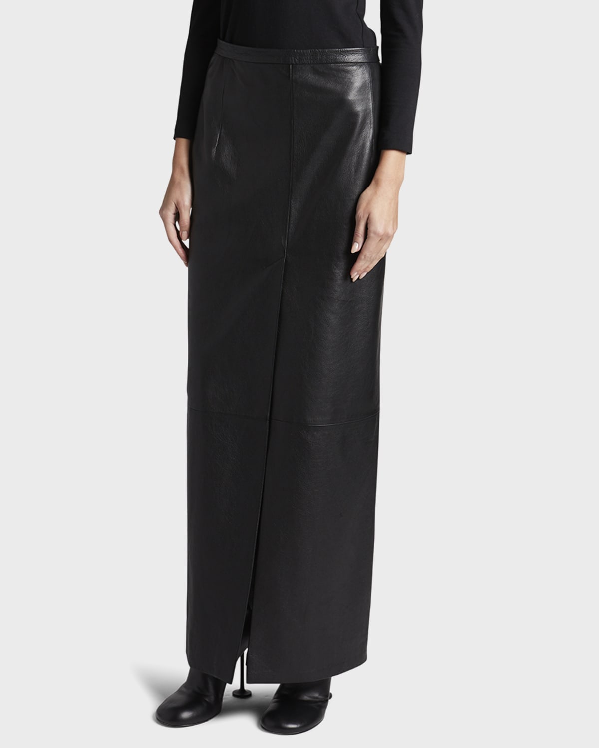 Shop Balenciaga Vintage Leather Maxi Skirt In 1000 Black