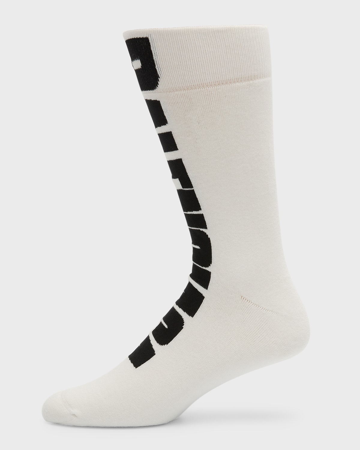 Balenciaga Men's Logo Crew Socks In 9060 White/black