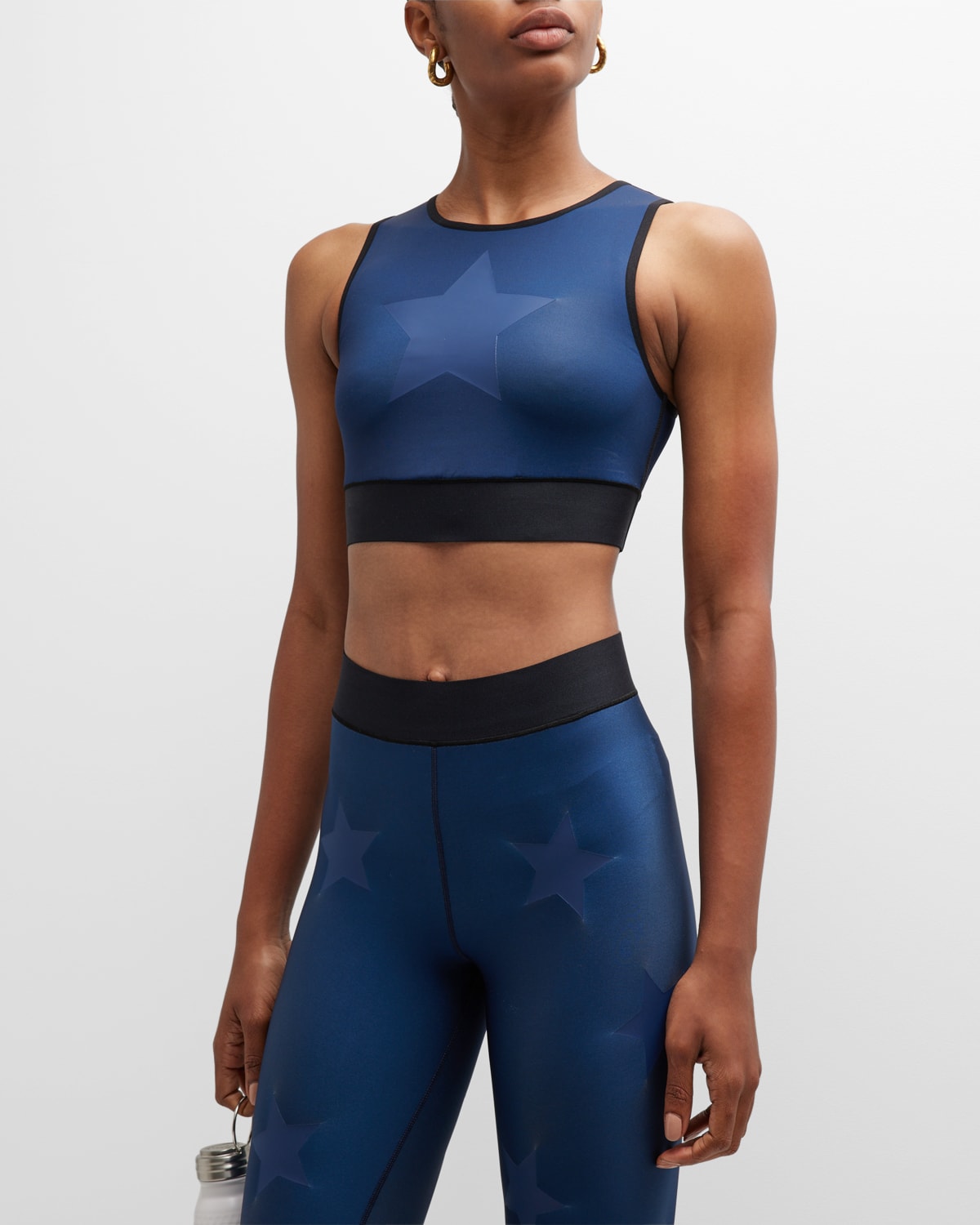Shop Ultracor Lux Essential Star Knockout Level Crop Top In Navy/lucido Navy