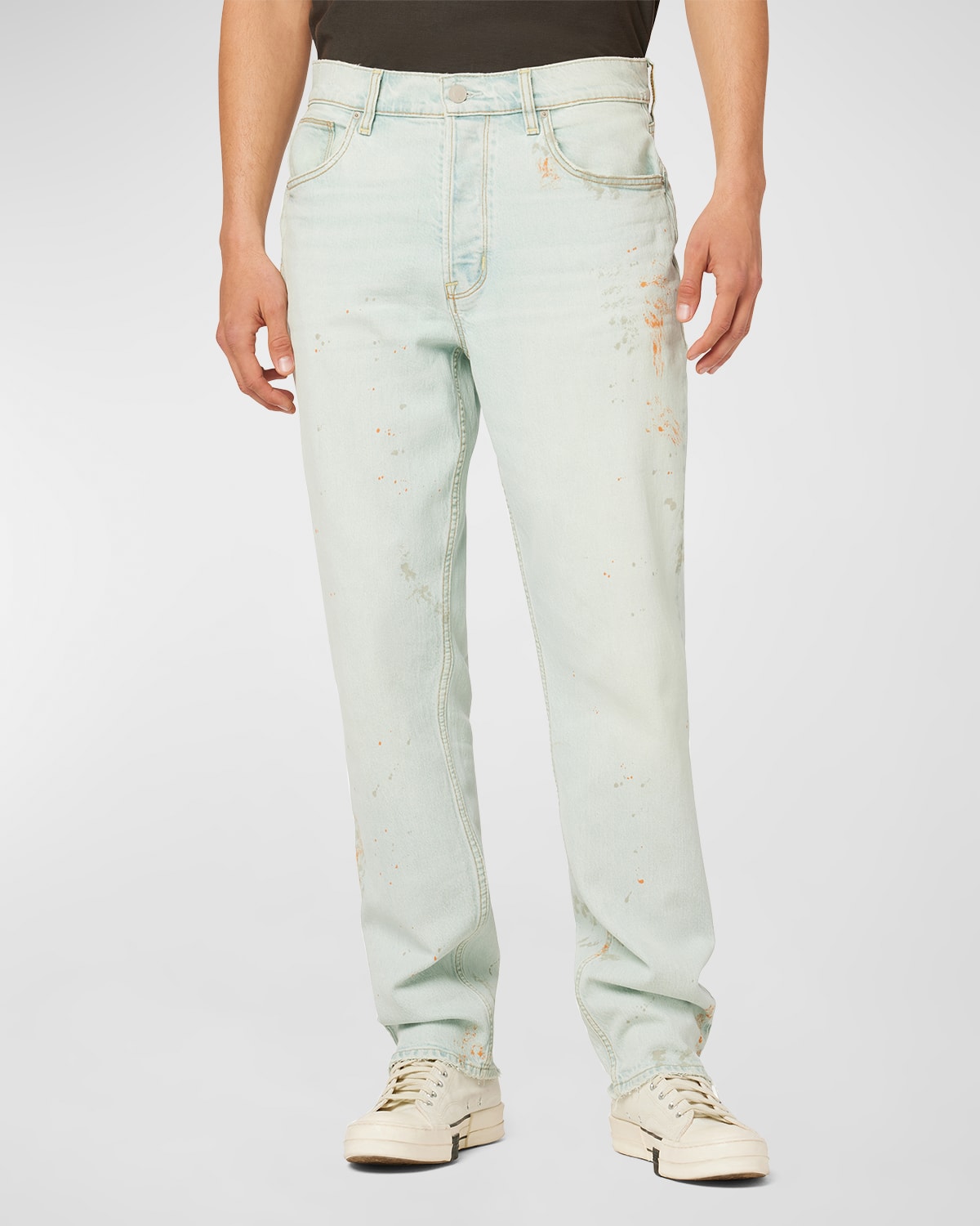 Shop Hudson Men's Reece Splatter Denim Straight Leg Jeans In Pale Indigo