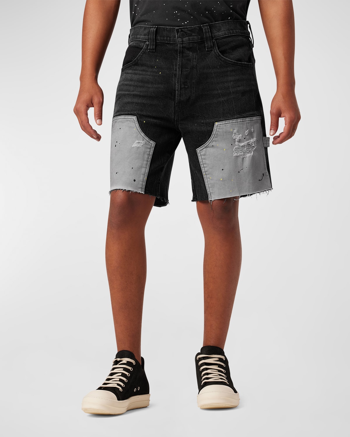 Hudson Men s Carpenter Cut off Jean Shorts In Black Carbon ModeSens