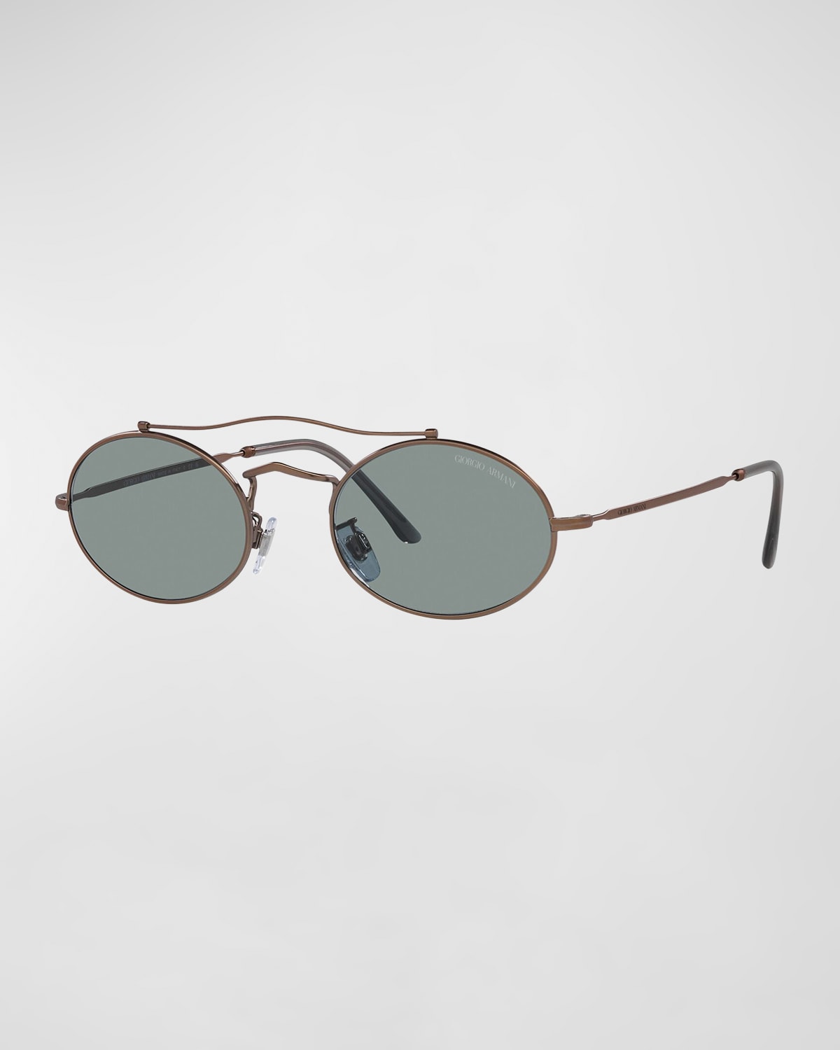 Giorgio Armani Oval Mixed-media Aviator Sunglasses In Matte Bronze