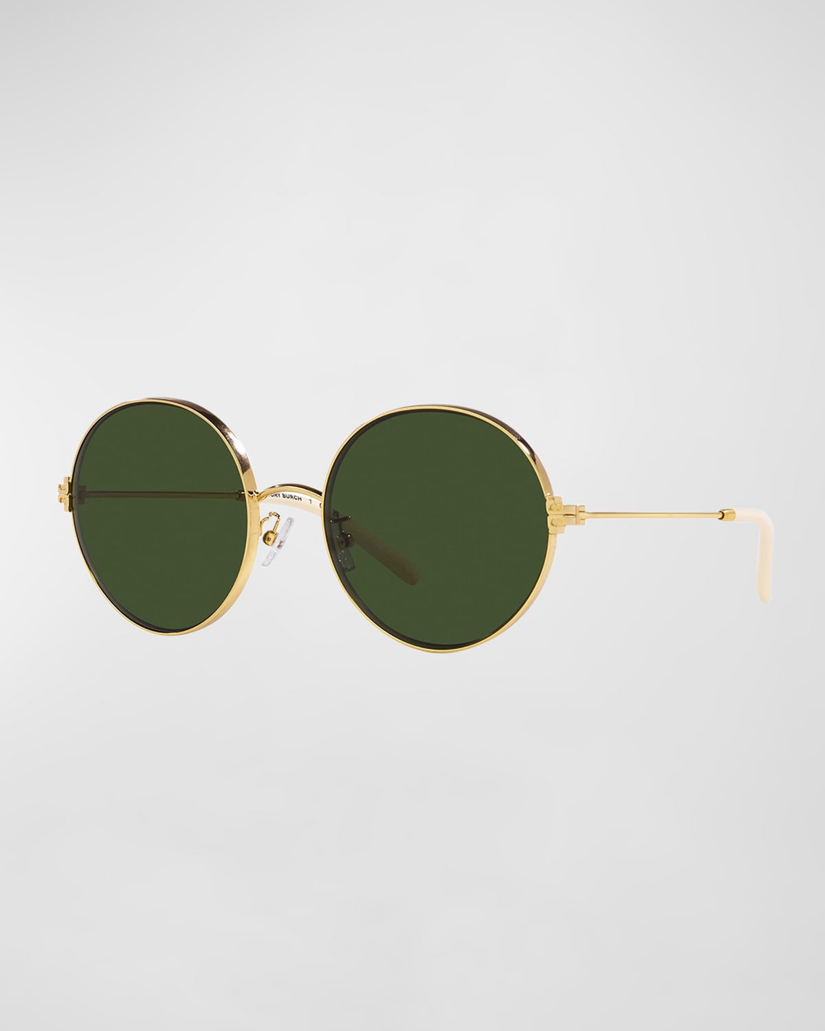 Tory Burch T-monogram Round Metal & Plastic Sunglasses In Light Gold