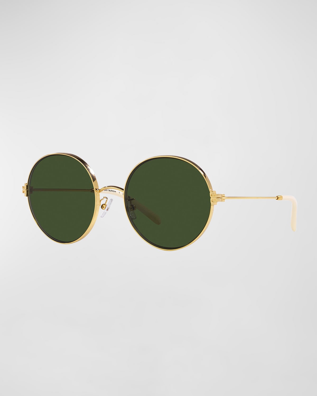 Tory Burch T-monogram Round Metal & Plastic Sunglasses In Gold