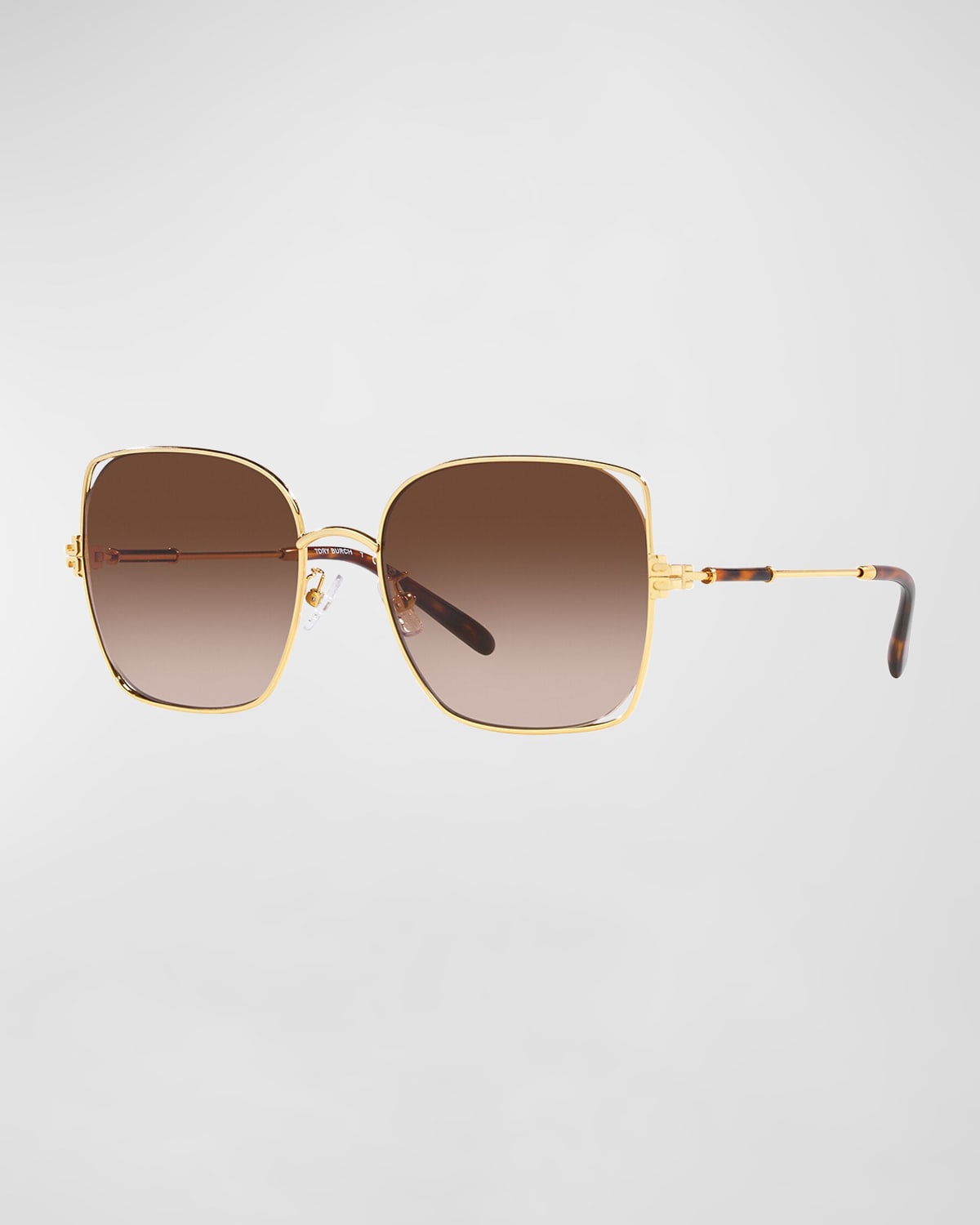 Tory Burch Cut-out Metal & Plastic Butterfly Sunglasses In Light Gold