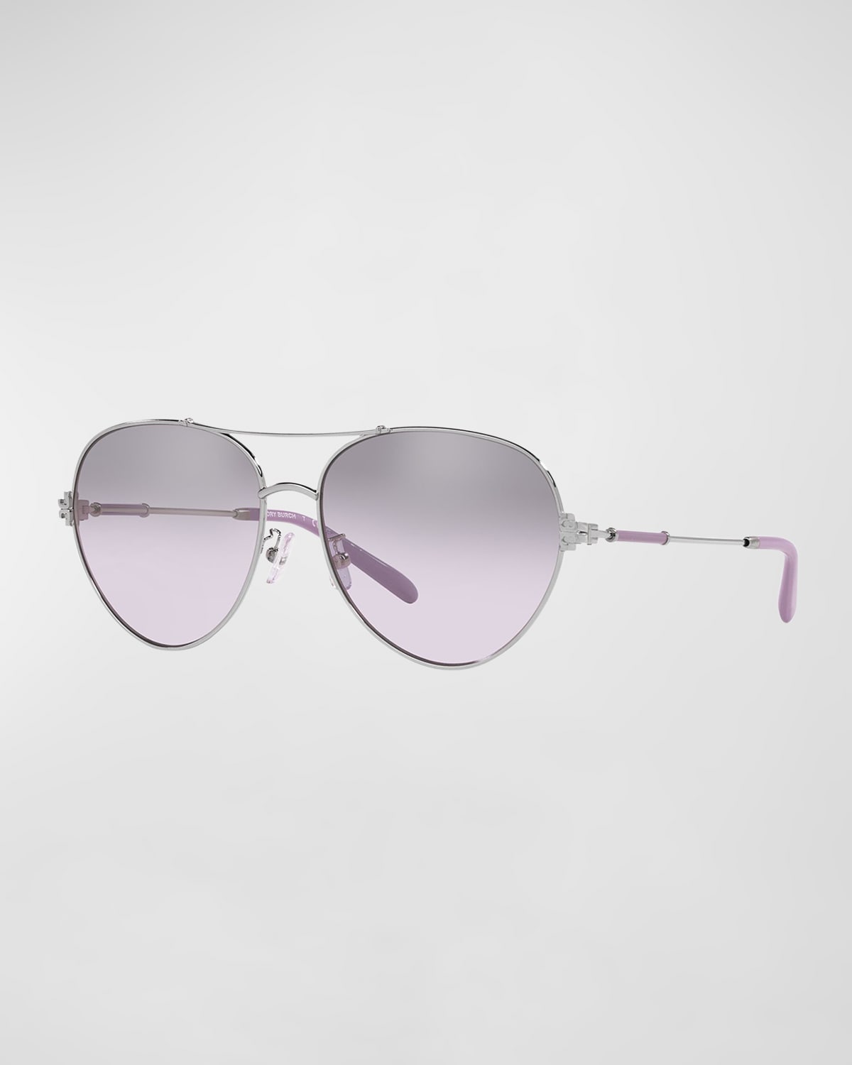 Tory Burch Mirrored Metal & Plastic Aviator Sunglasses In Violet