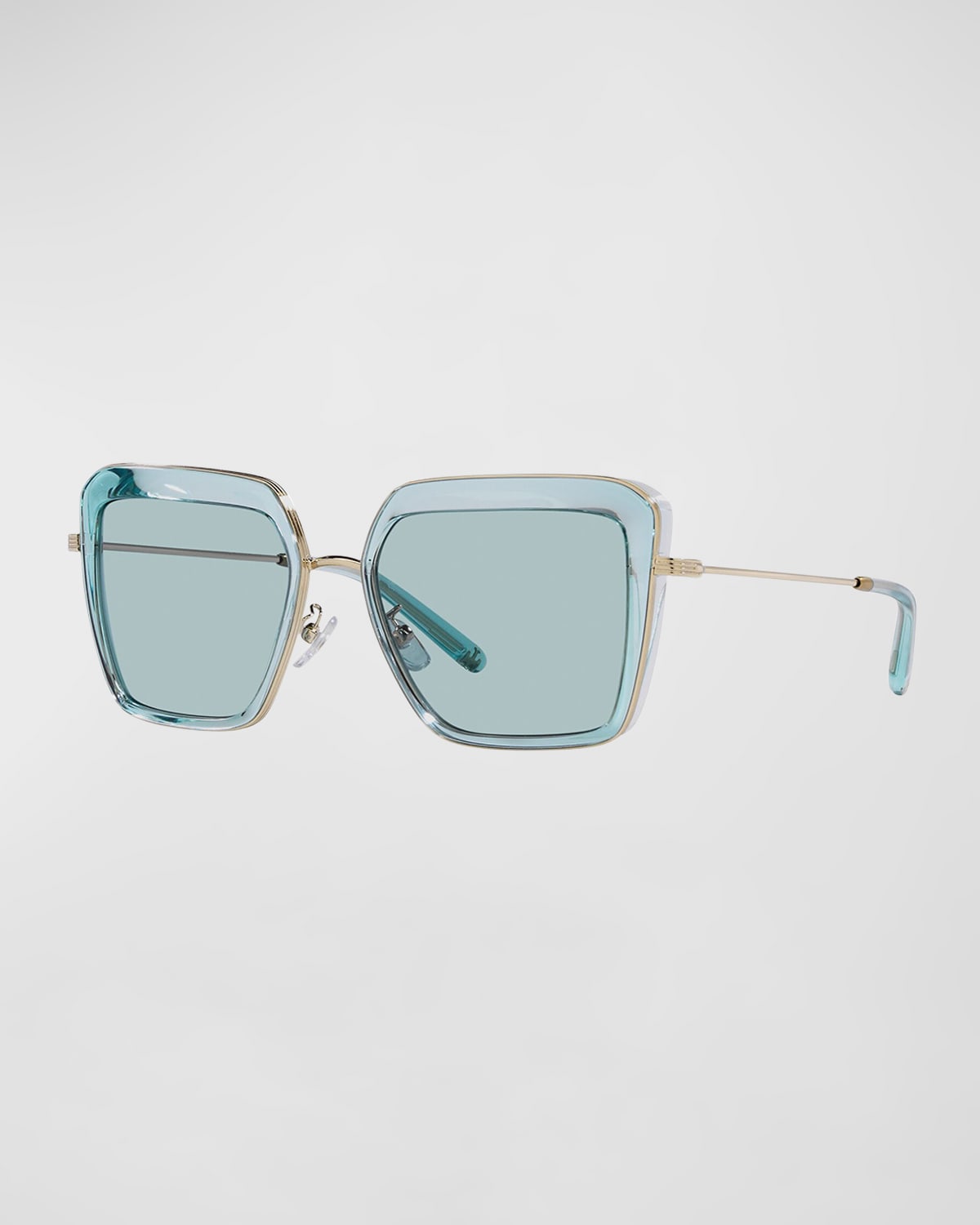 Tory Burch Silver Rimmed Mixed-media Butterfly Sunglasses In Light Blue