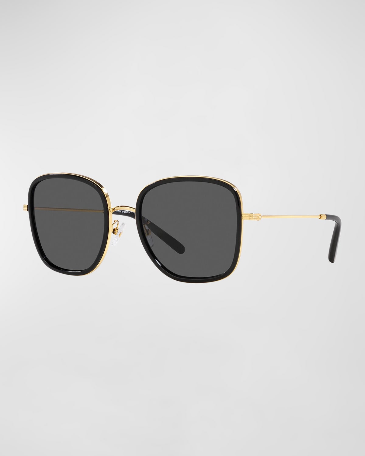 Tory Burch Square Mixed-media Sunglasses In Black