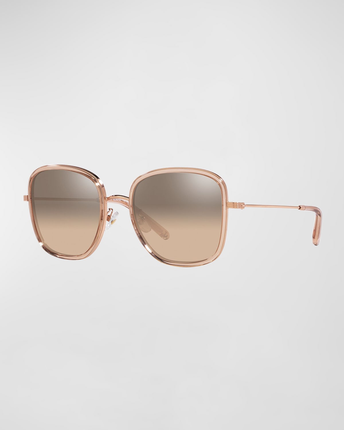 Tory Burch Square Mixed-media Sunglasses In Trans Peach | ModeSens