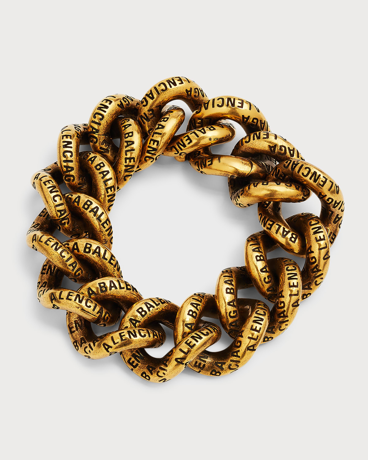 Shop Balenciaga Logo Bracelet In 0604 Antique Gold