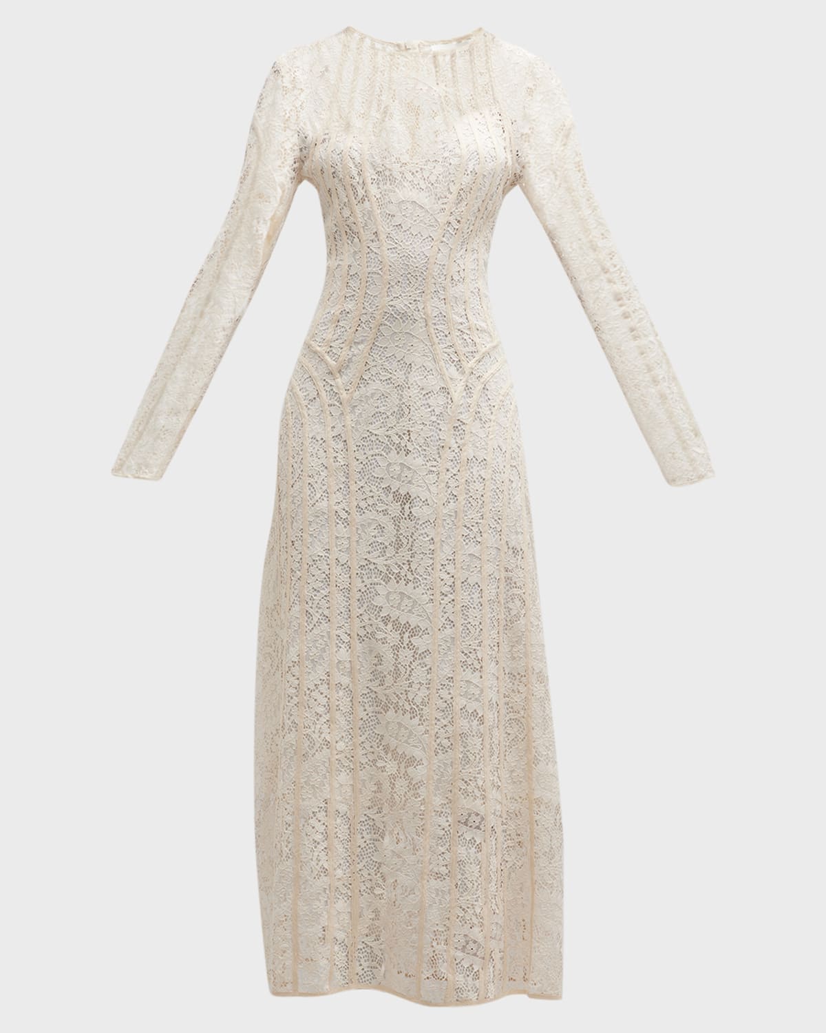 Zimmermann Devi Lace Long-sleeve Midi Dress In Cream