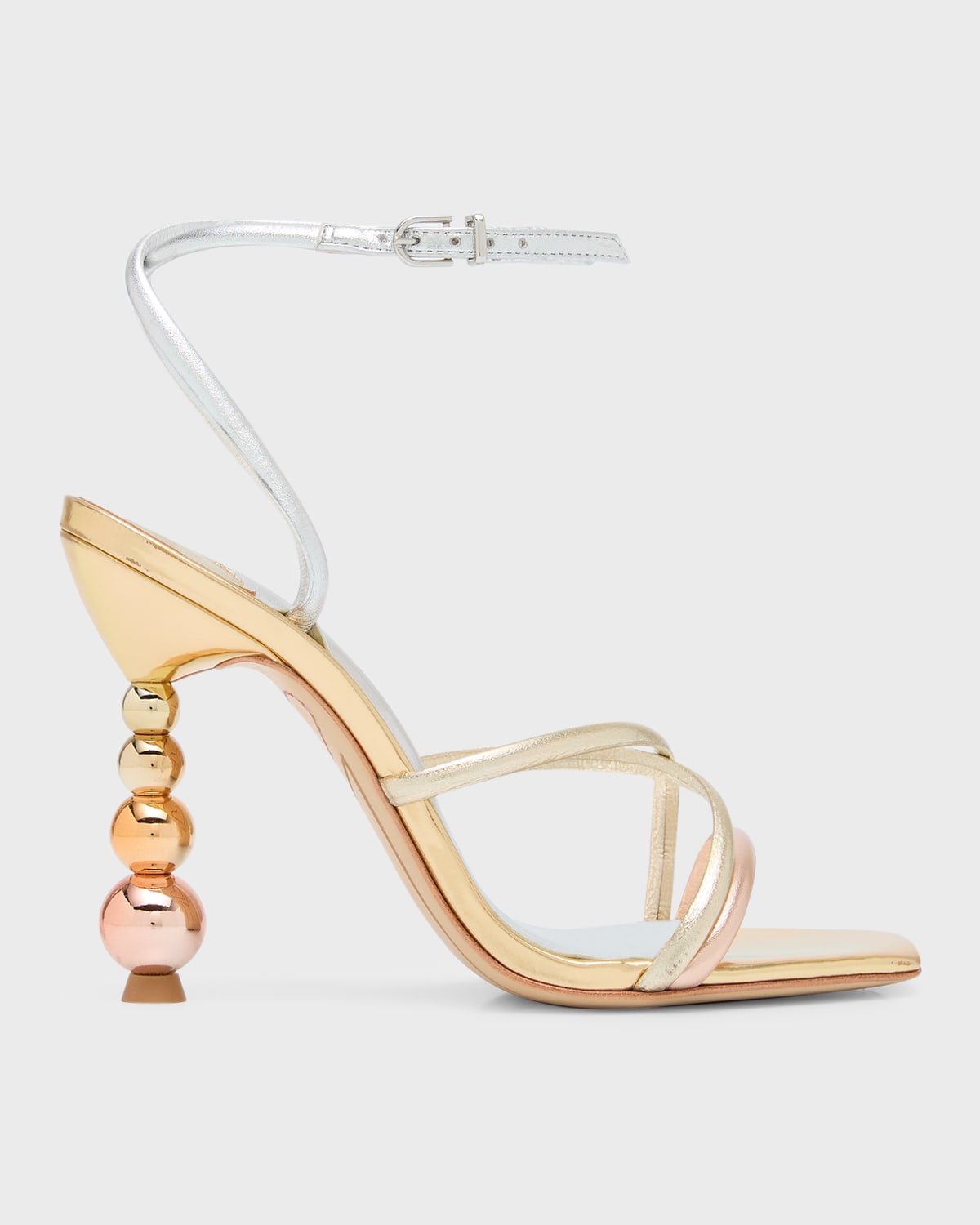 Shop Sophia Webster Perla Metallic Ankle-strap Sandals In Liquid Gold